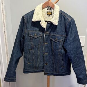 Brave star Blue Denim Jacket with White Sherpa Collar